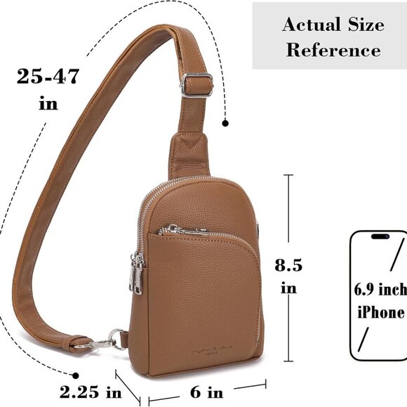 RFID Blocking Sling Bag Leather Crossbody Bags for Women Fanny Pack Cross Body f - Picture 2 of 9
